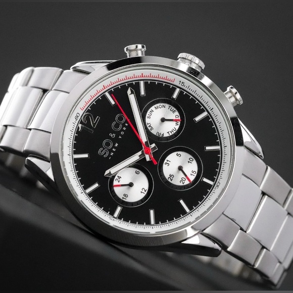 SO&CO New York Tribeca 5004 GMT 42mm Stainless Steel WatchBRAND NEW IN BOX